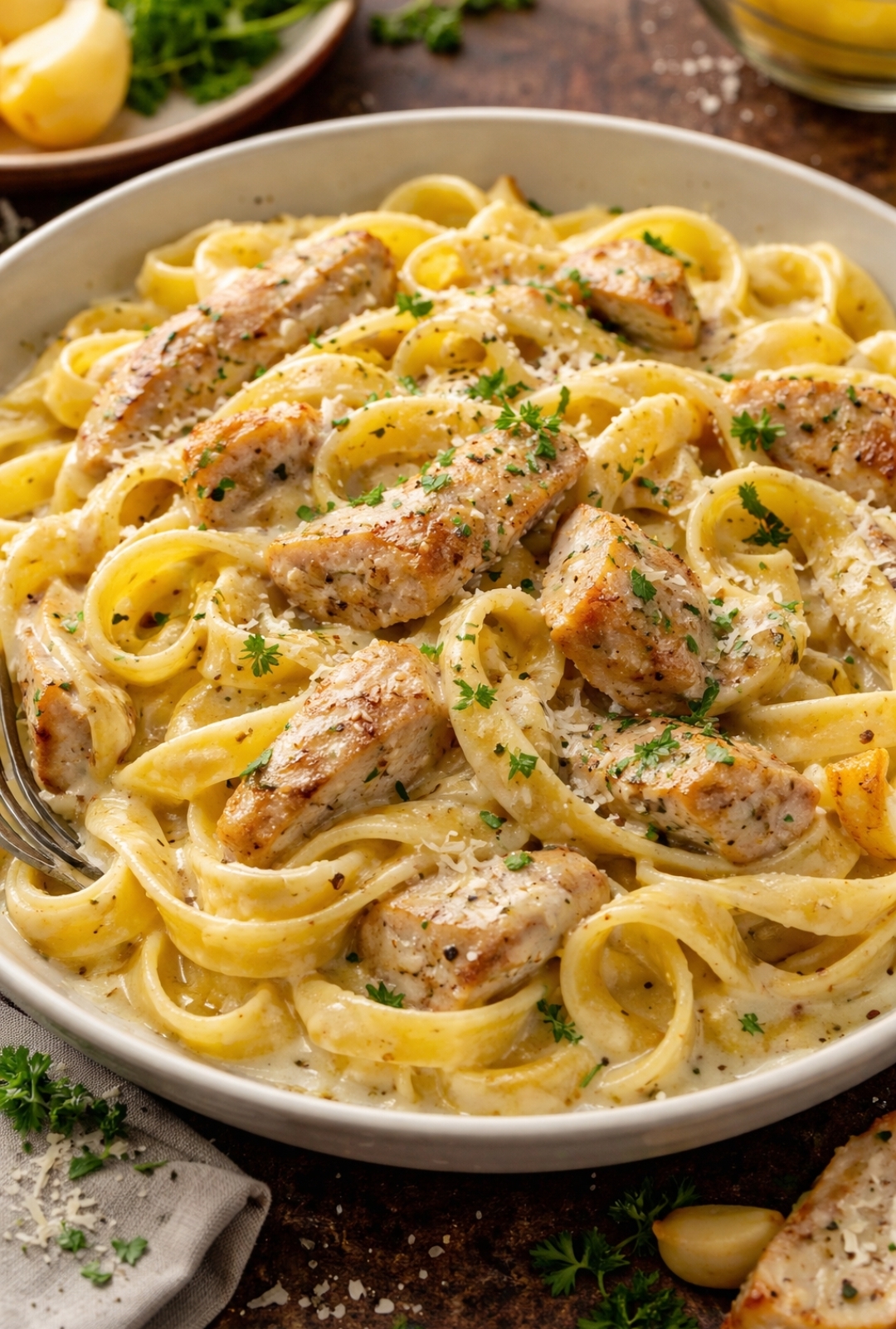Tagliatelle white sauce chicken 