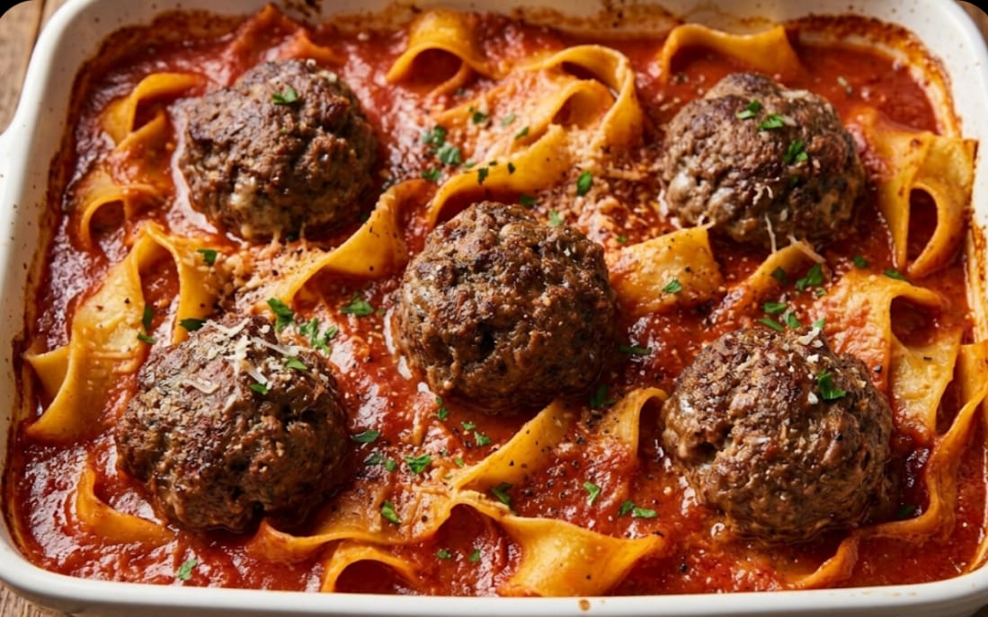 Pappardelle  with meatballs (Halal)