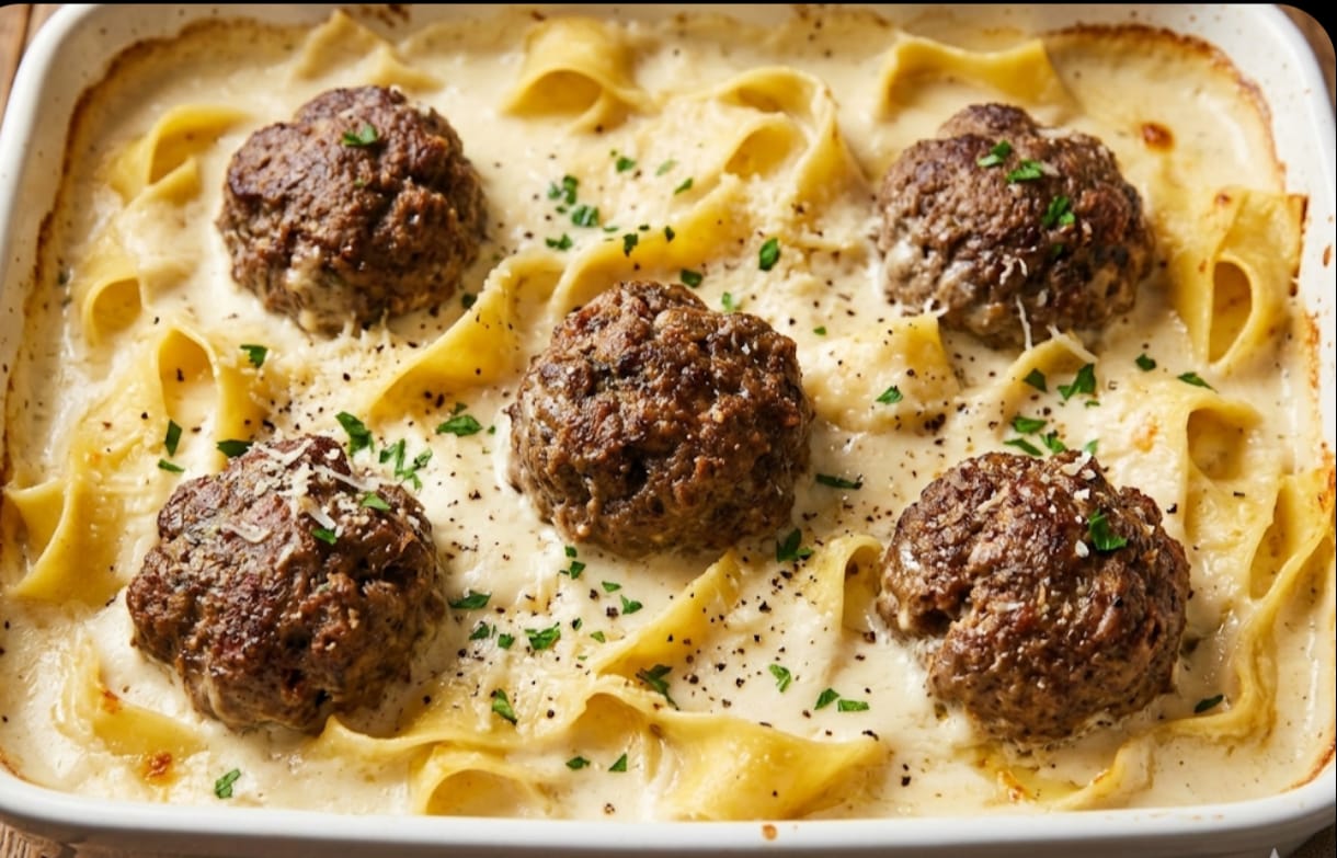 Pappardelle with Chicken Meatballs and Béchamel Sauce