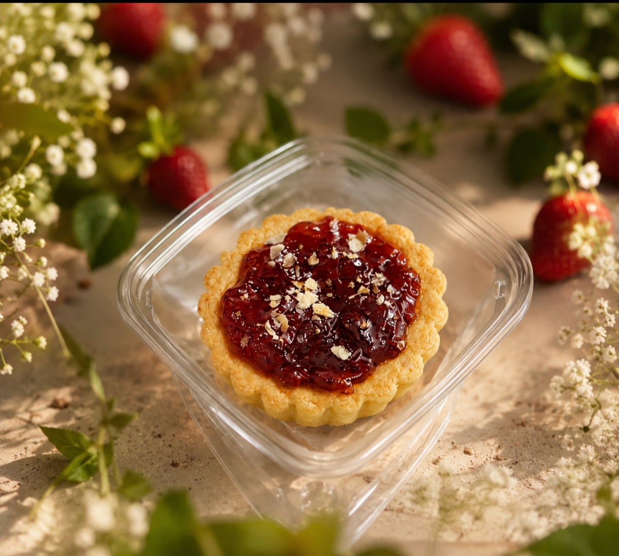 Crostata with cream chocolate or jam strawberries / 1 piece